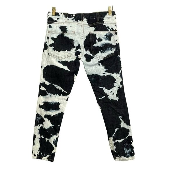 Current Elliott Skinny Jeans Women Size 26 Dark Cloud Cow Acid Bleach Moto Biker - Picture 1 of 12